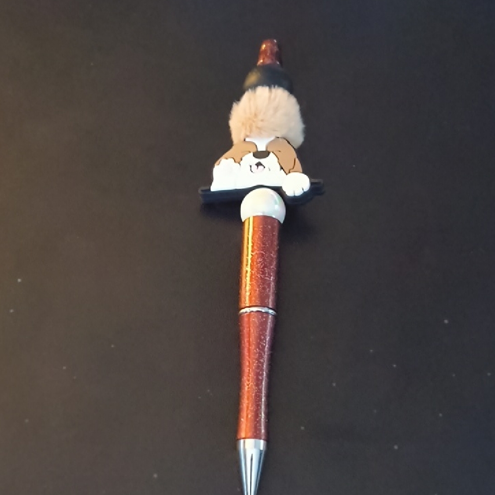 Cute Dog-Themed Pen with Brown and Silver Accents